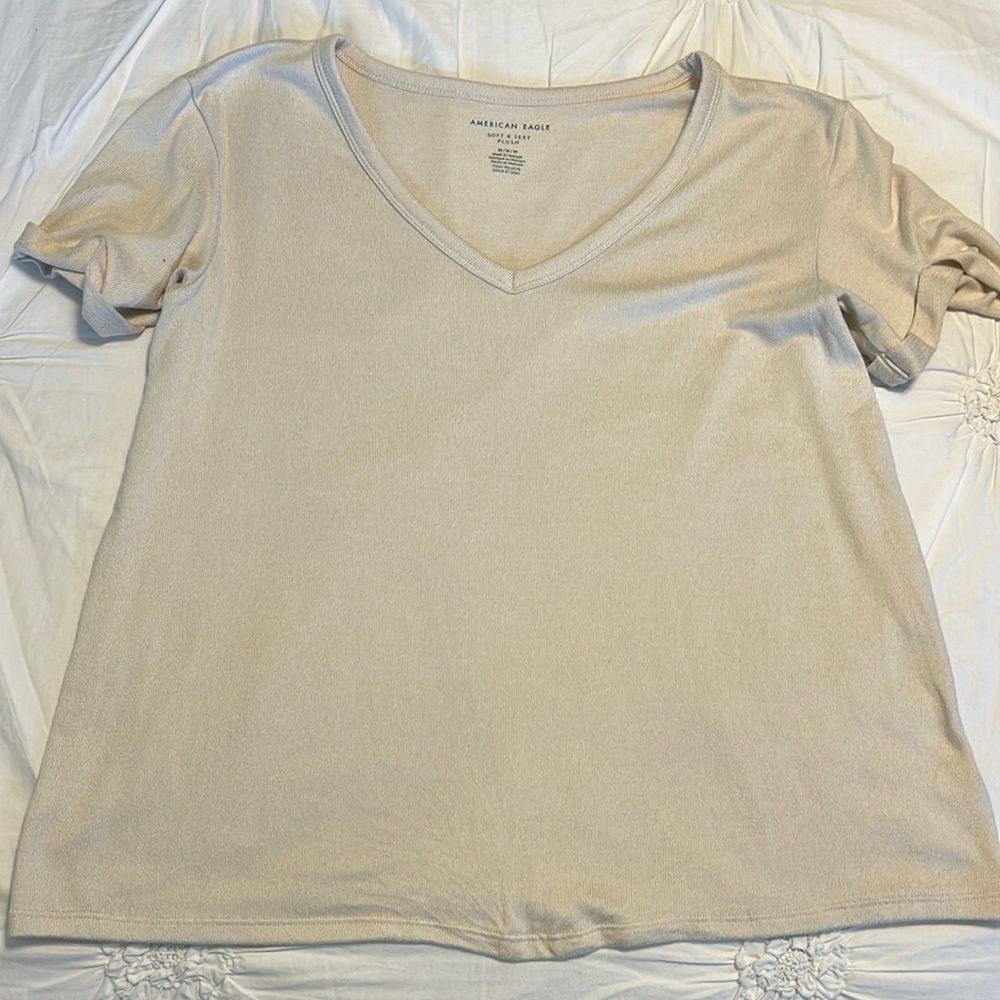 American Eagle Soft & Sexy Plush Short Sleeve Tee - Cream